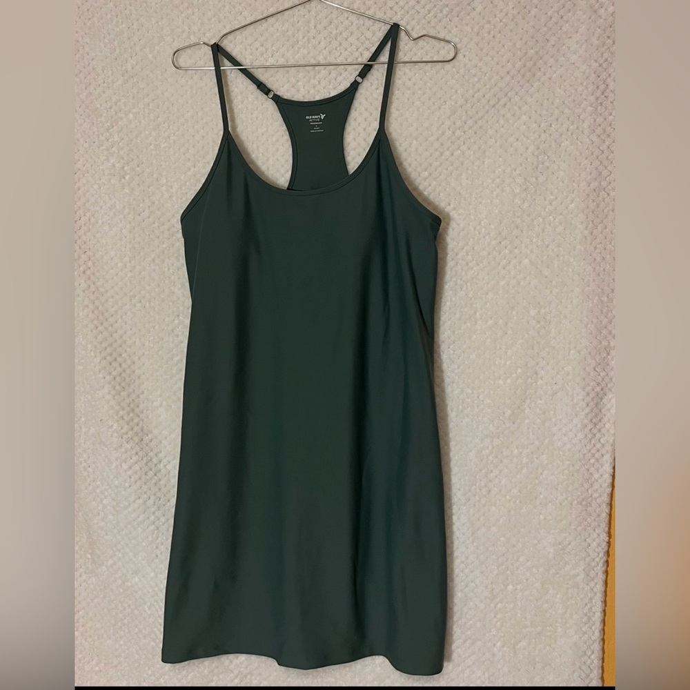 Old Navy Dark Green Racerback Mini Dress Athletic Casual Active Dress Large